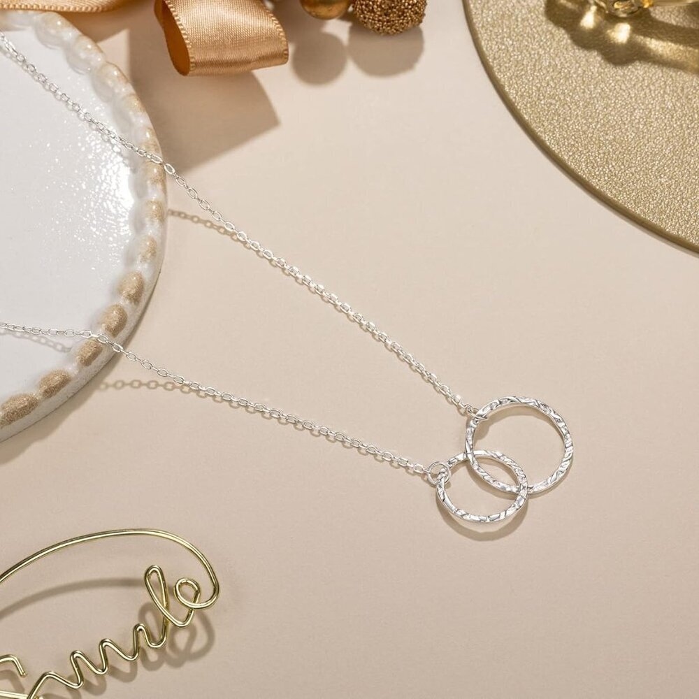 Sterling Silver Interlocking Circle Necklace Set … - image 4